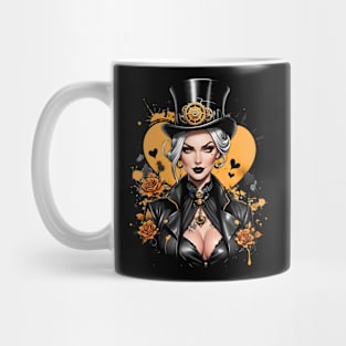 Steampunk Top hat bohemian girl floral retro design Mug